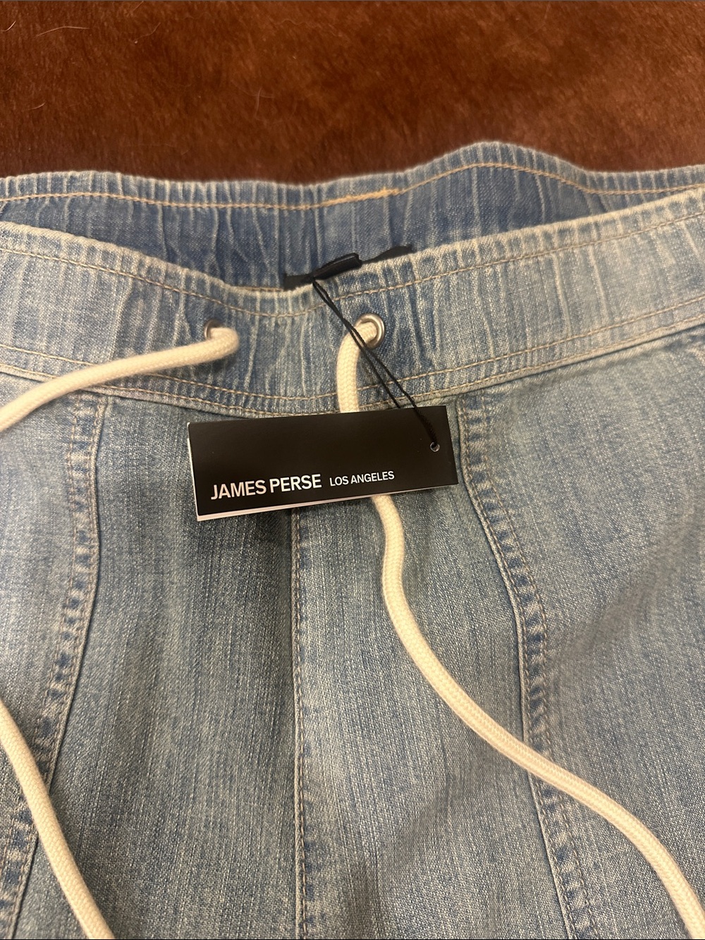 James Perse Light Blue Denim Drawstring Pants - Picture 2 of 3